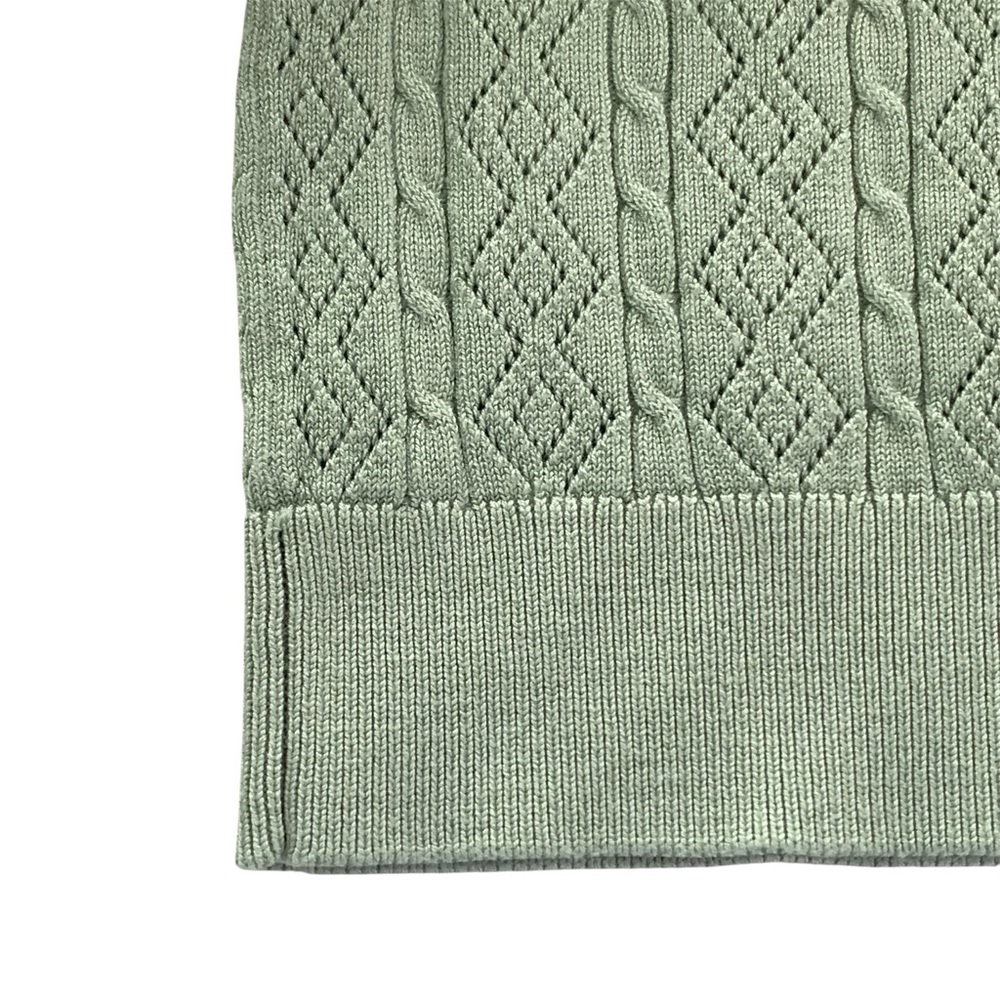 Adrianna Papell M Short Sleeve Mint Green Pastel Pointelle Knit Top - Picture 4 of 8